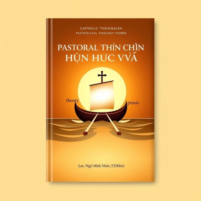 A beautifully designed book cover for a pastoral theology course titled "GIÁO TRÌNH THẦN HỌC MỤC VỤ" by Lm