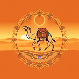 An emblem for a wealthy sultanate derived from the caravans of merchants, showcasing prosperity and exploration