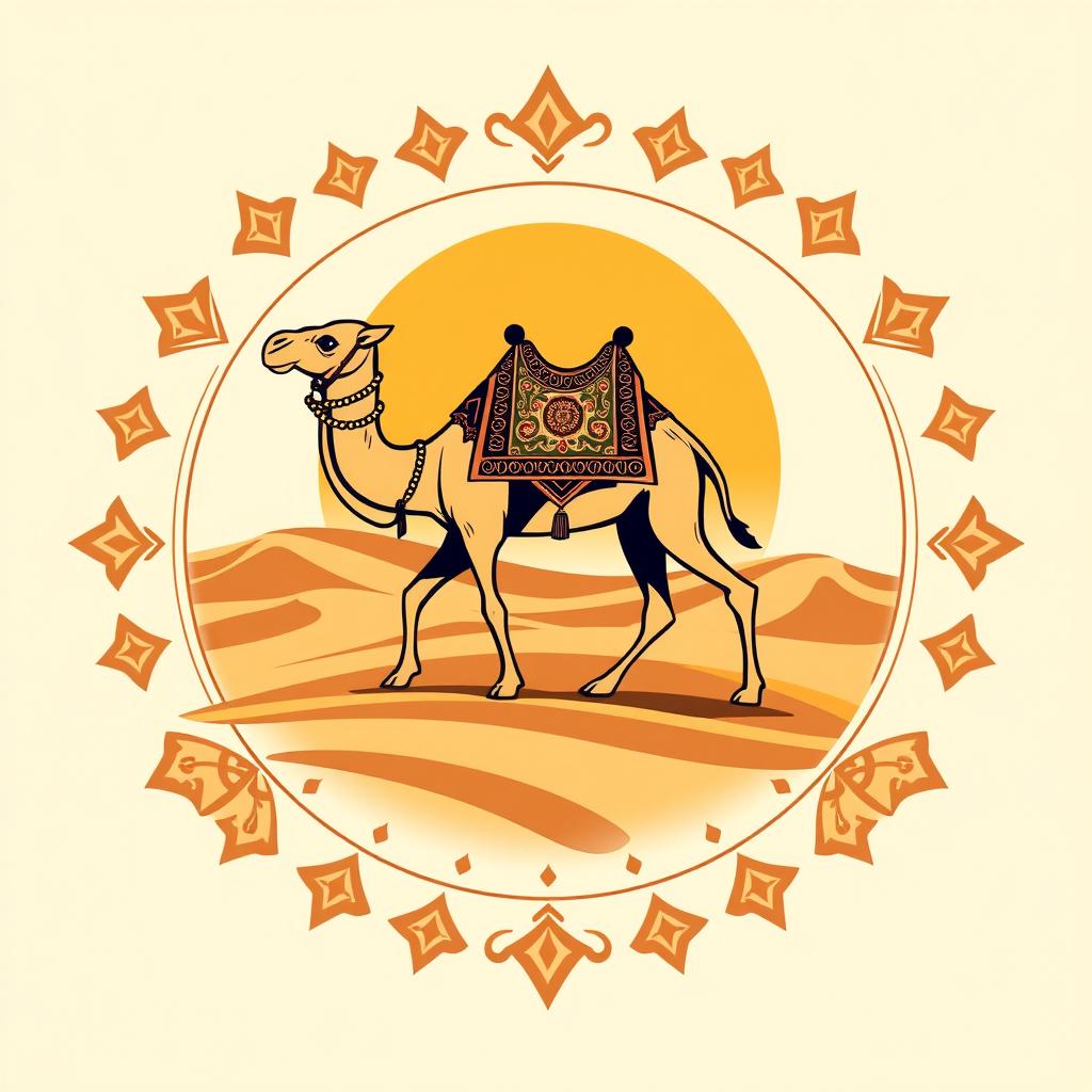 An emblem for a wealthy sultanate derived from the caravans of merchants, showcasing prosperity and exploration