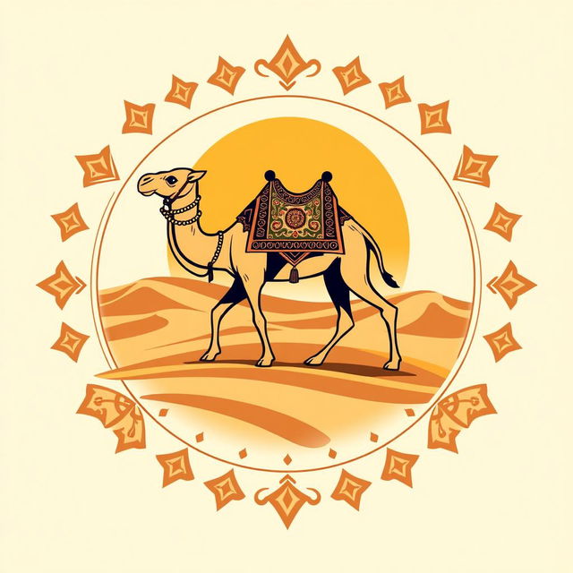 An emblem for a wealthy sultanate derived from the caravans of merchants, showcasing prosperity and exploration