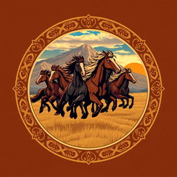 An emblem for a civilization inspired by the Mongols or Huns, reflecting their nomadic, raiding lifestyle and fierce warrior culture