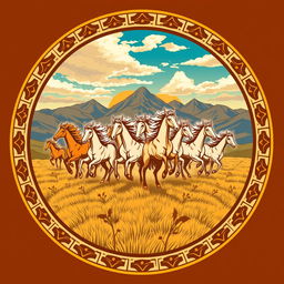 An emblem for a civilization inspired by the Mongols or Huns, reflecting their nomadic, raiding lifestyle and fierce warrior culture