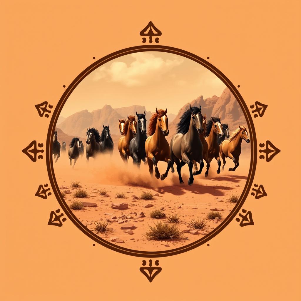 An emblem for a civilization inspired by the Mongols or Huns, reflecting their nomadic, raiding lifestyle