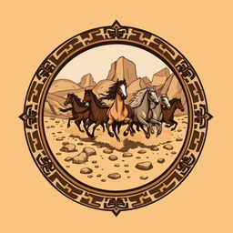 A 2D emblem for a civilization inspired by the Mongols or Huns, capturing their nomadic and raiding lifestyle