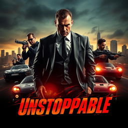 A gritty and intense movie poster design for a fictional drug cartel film titled 'Unstoppable'