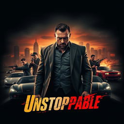 A gritty and intense movie poster design for a fictional drug cartel film titled 'Unstoppable'
