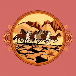 An emblem for a civilization inspired by the Mongols or Huns, showcasing their nomadic, raiding lifestyle