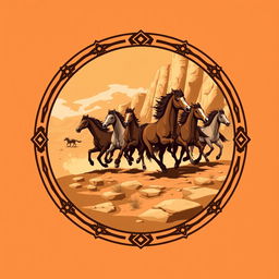 An emblem for a civilization inspired by the Mongols or Huns, showcasing their nomadic, raiding lifestyle