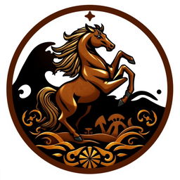 An emblem for a civilization inspired by the Mongols or Huns, reflecting their nomadic and raiding lifestyle