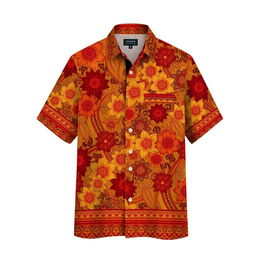 A beautifully designed batik shirt featuring traditional Indonesian motifs in rich colors