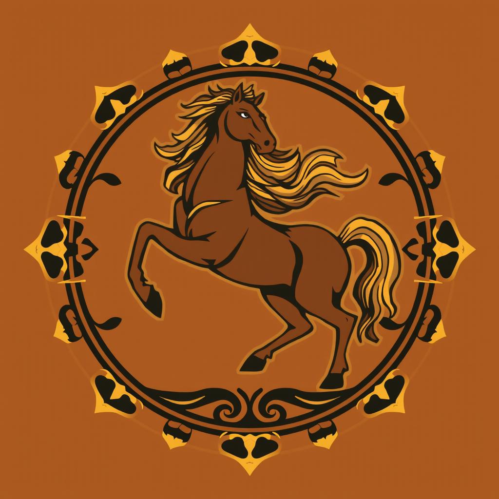 An emblem for a civilization based on the Mongols or Huns, reflecting their nomadic and raiding lifestyle