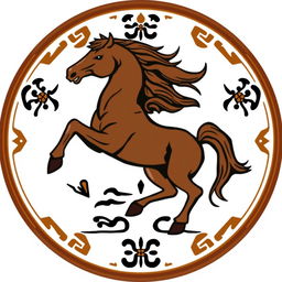 An emblem for a civilization based on the Mongols or Huns, reflecting their nomadic and raiding lifestyle