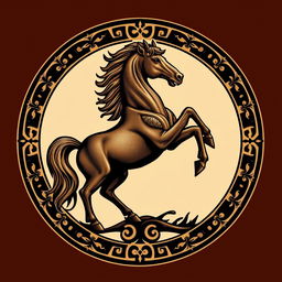 A realistic emblem for a civilization inspired by the Mongols or Huns, highlighting their nomadic and raiding lifestyle