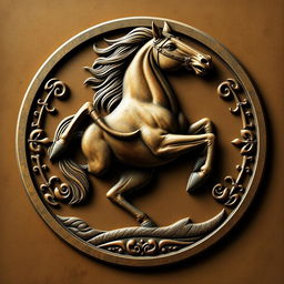 A realistic emblem for a civilization inspired by the Mongols or Huns, highlighting their nomadic and raiding lifestyle