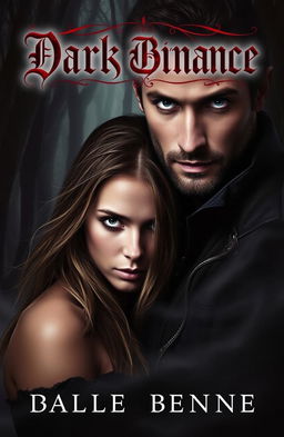 A dark romance book cover featuring a close-up of a mysterious man and a captivating girl