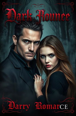 A dark romance book cover featuring a close-up of a mysterious man and a captivating girl