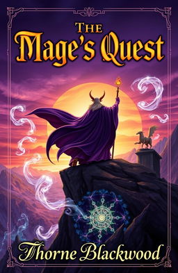 A captivating book cover design for 'The Mage's Quest' by Thorne Blackwood