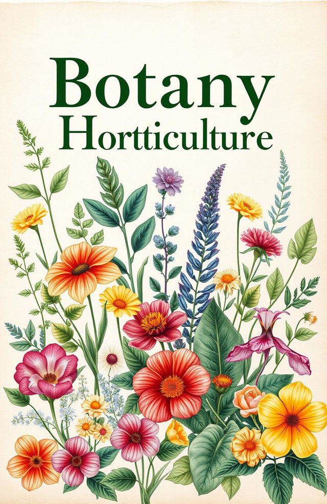 A beautifully designed cover page featuring a prominent heading 'Botany' at the top, elegantly styled in large, green font