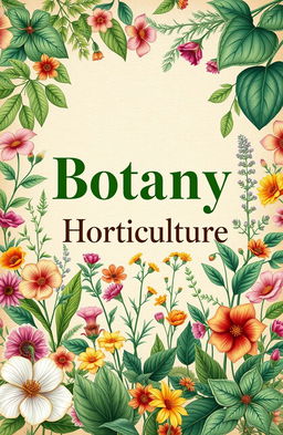 A beautifully designed cover page featuring a prominent heading 'Botany' at the top, elegantly styled in large, green font