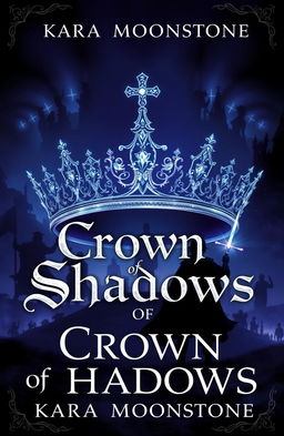 An enchanting book cover for 'Crown of Shadows' by Kara Moonstone, featuring a dark fantasy theme