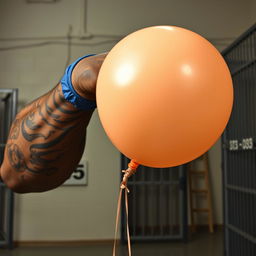 An extreme close-up of a large muscular African American arm, showcasing intricate prison tattoos