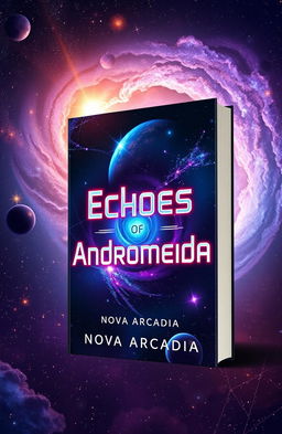 A captivating book cover design for 'Echoes of Andromeda' by Nova Arcadia