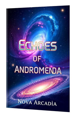 A captivating book cover design for 'Echoes of Andromeda' by Nova Arcadia
