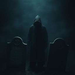 A mysterious scene depicting a single figure shrouded in darkness, making their identity unclear