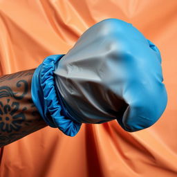 An extreme close-up view showcasing a large, muscular African American arm, with intricate prison tattoos decorating the skin