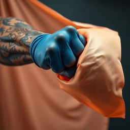An extreme close-up of a large muscular African American arm, showcasing intricate prison tattoos