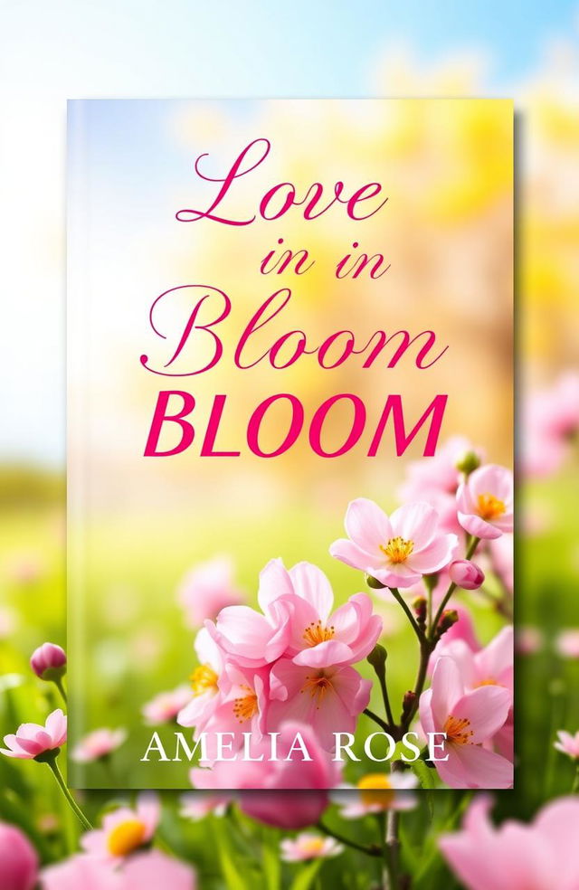 A romantic book cover featuring lush springtime scenery with blooming flowers, symbolizing love and renewal