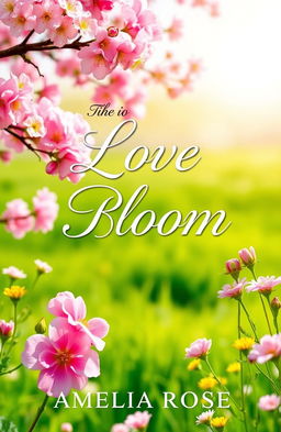A romantic book cover featuring lush springtime scenery with blooming flowers, symbolizing love and renewal