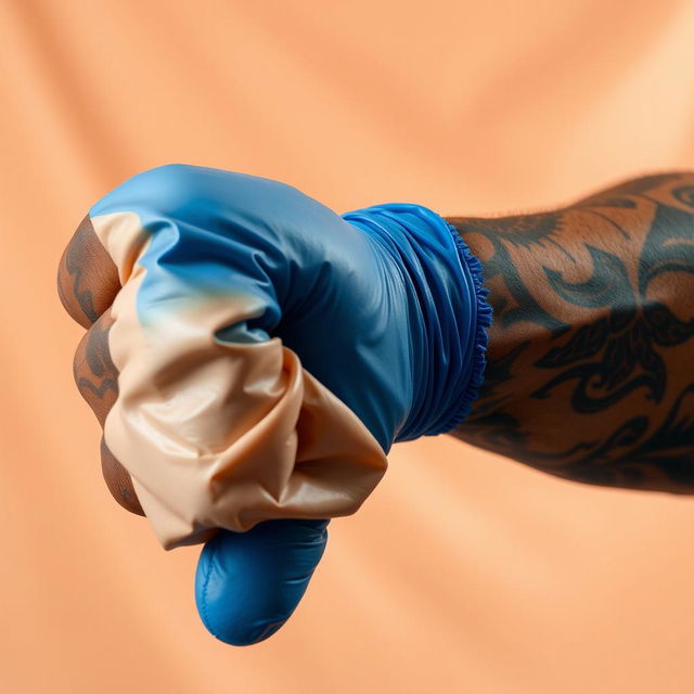 An extreme close-up of a large, muscular African American arm adorned with intricate prison tattoos