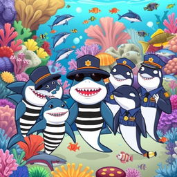 A whimsical illustration for a children's book featuring a colorful underwater scene