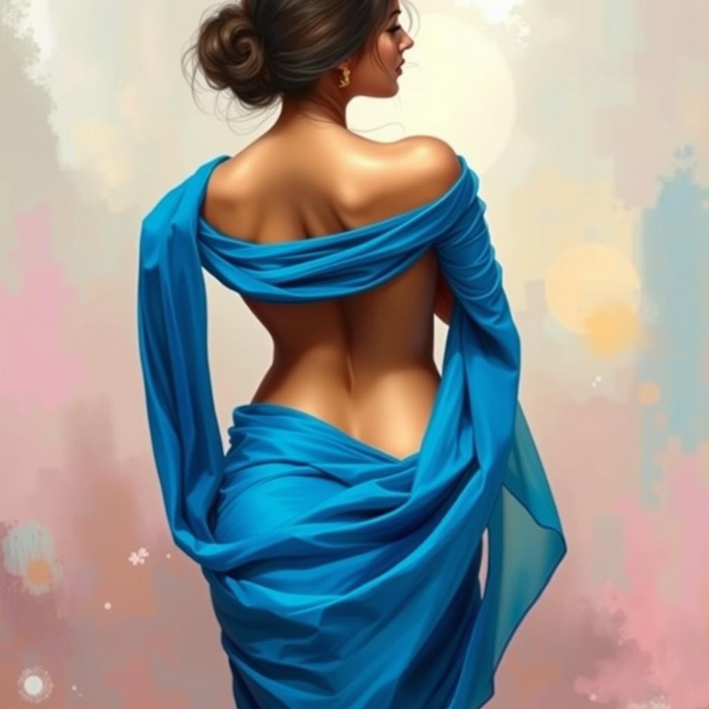 A stunning painting depicting a graceful girl in motion, showcasing her back