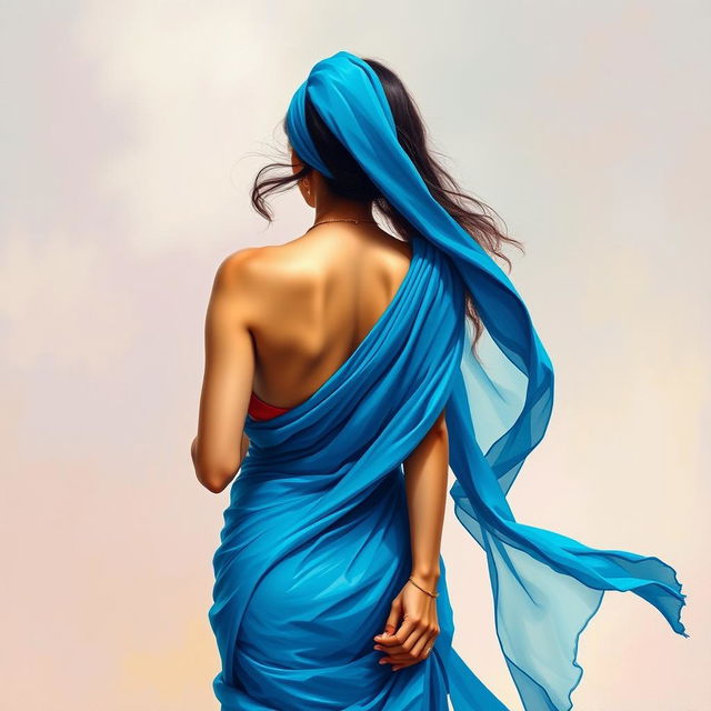 A stunning painting depicting a graceful girl in motion, showcasing her back