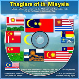 An interactive CD showcasing the flags of the states in Malaysia, featuring a colorful and engaging layout for each state's unique flag