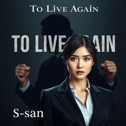 A Wattpad novel cover for "To Live Again" featuring a woman in a sleek black business suit prominently in the foreground