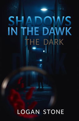 A captivating book cover design for a thriller novel titled 'Shadows in the Dark' by Logan Stone