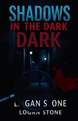 A captivating book cover design for a thriller novel titled 'Shadows in the Dark' by Logan Stone