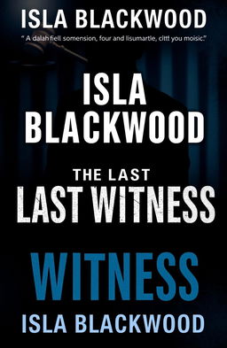 A book cover for 'The Last Witness' by Isla Blackwood, featuring a dark, suspenseful atmosphere