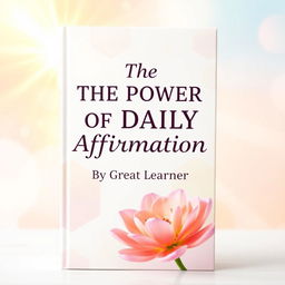 A bright and uplifting book cover for *The Power of Daily Affirmations* by Great Learner, featuring soft, inspiring pastel colors such as pinks, yellows, and blues
