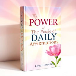 A bright and uplifting book cover for *The Power of Daily Affirmations* by Great Learner, featuring soft, inspiring pastel colors such as pinks, yellows, and blues