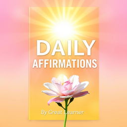 A bright and uplifting book cover for *The Power of Daily Affirmations* by Great Learner, featuring a harmonious blend of soft, inspiring pastel colors including pinks, yellows, and blues