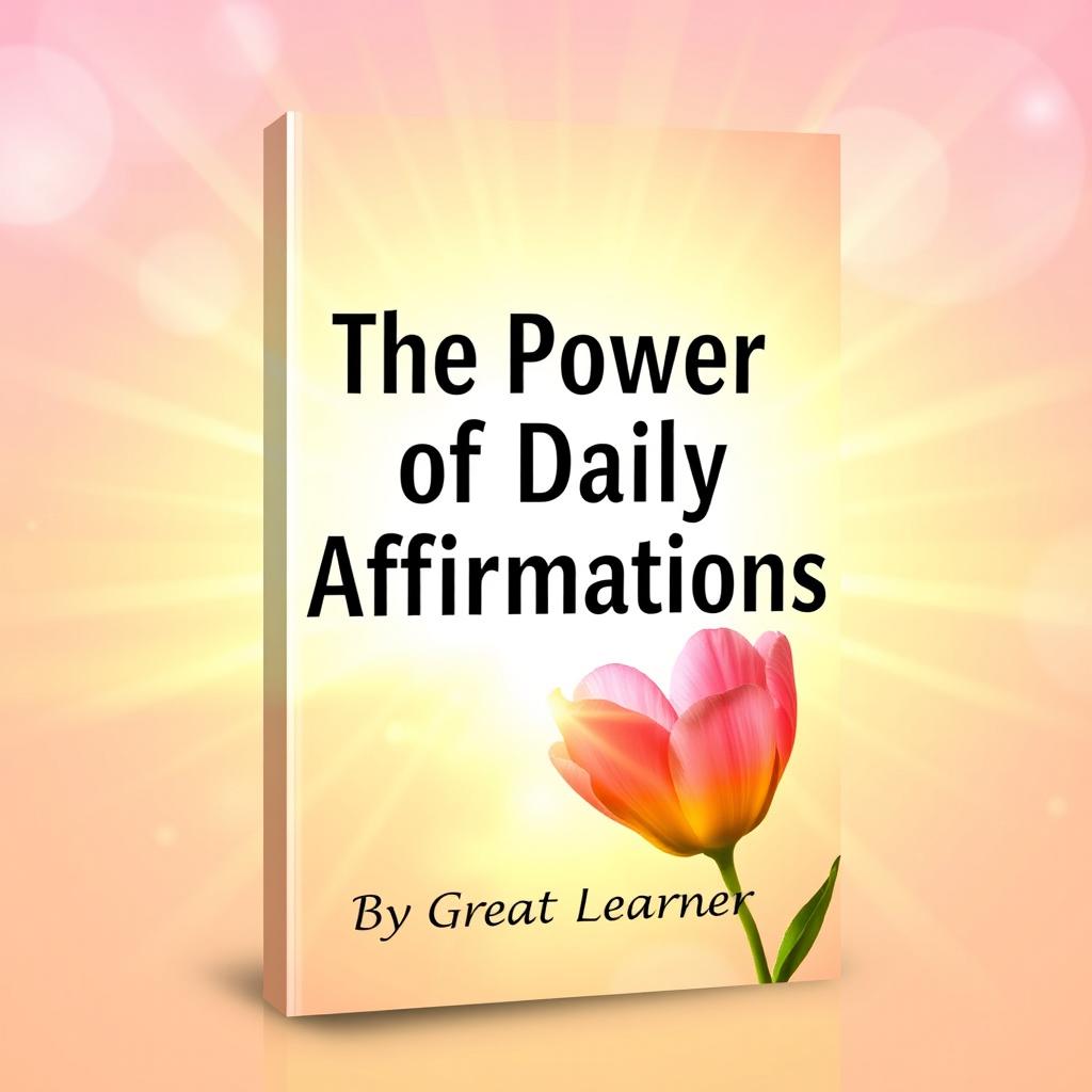 A bright and uplifting book cover for *The Power of Daily Affirmations* by Great Learner, featuring a harmonious blend of soft, inspiring pastel colors including pinks, yellows, and blues