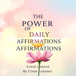 A bright and uplifting book cover for *The Power of Daily Affirmations* by Great Learner, featuring a harmonious blend of soft, inspiring pastel colors including pinks, yellows, and blues