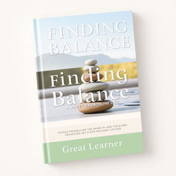 A peaceful and inviting book cover for *Finding Balance: Strategies for a Harmonious Life* by Great Learner, featuring calming colors such as soft greens, blues, and beige