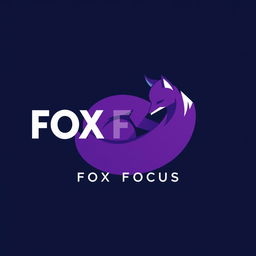 A modern logo design for a Telegram channel named 'FOX FOCUS', featuring a stylized fox curled up in a dynamic and trendy pose
