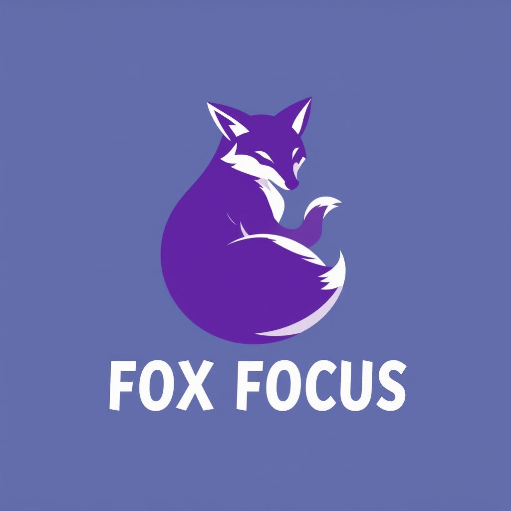 A modern logo design for a Telegram channel named 'FOX FOCUS', featuring a stylized fox curled up in a dynamic and trendy pose