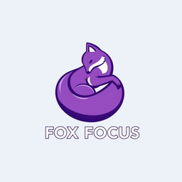A modern logo design for a Telegram channel named 'FOX FOCUS', featuring a stylized fox curled up in a dynamic and trendy pose